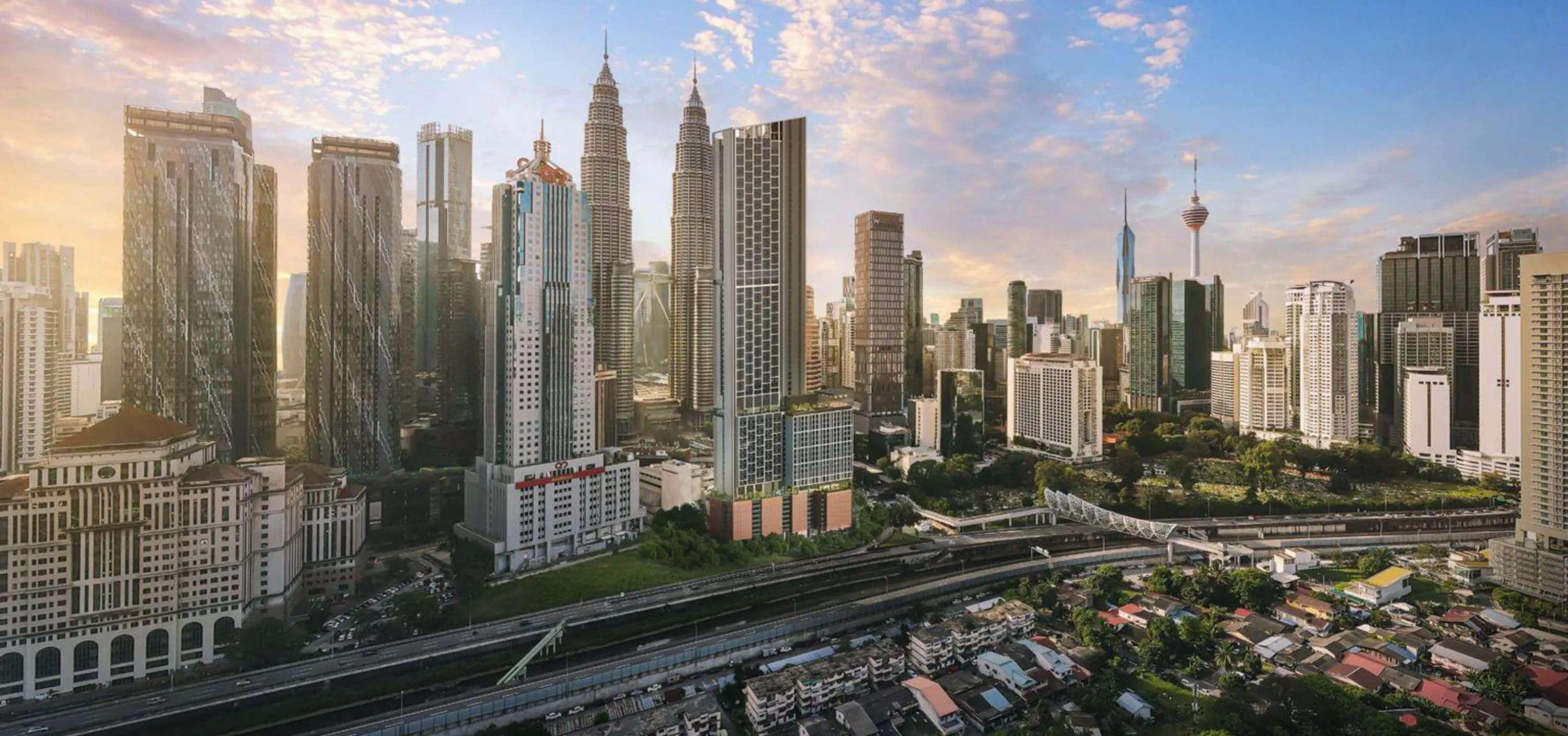 Dawn KLCC in the KL City Centre skyline by day